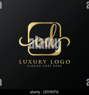 Initial Simple Letter OD Logo Design Vector Template. Abstract Luxury OD Letter Logo Design` Stock Vector